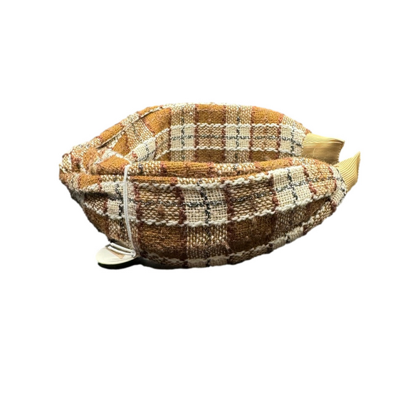 Fall Knit Plaid Twist Headband - Light Brown - Picture 3 of 5